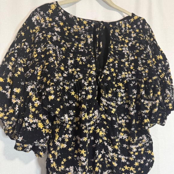 Intimately Free People Black and Yellow Ditsy Floral Print Dessa Bodysuit Size M - Picture 2 of 9